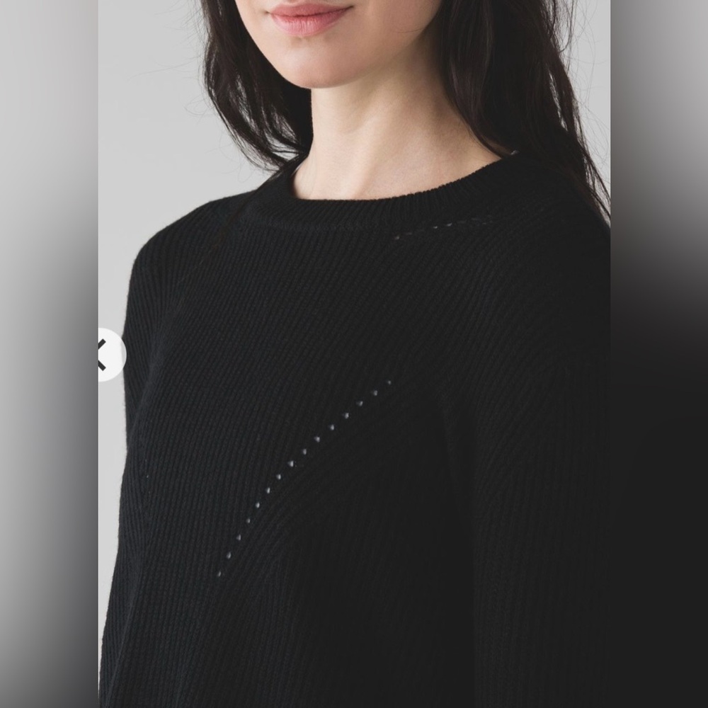 Lululemon Seva Sweater Black Merino Wool Slits Hi Lo 8 Medium - Picture 4 of 10